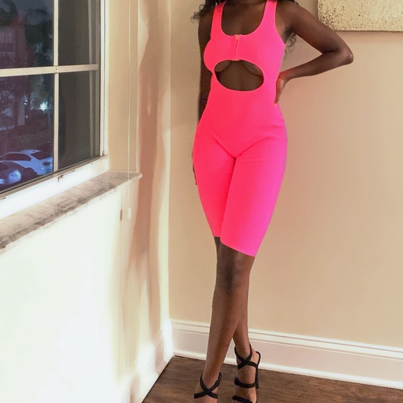 FashionNova Neon Pink Jumpsuit - Picture 2 of 3
